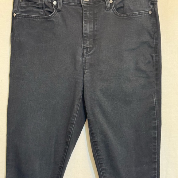 B-249 Seven7 Midnight Black Mid Rise Skinny Cropped Denim‎ Jeans Size 12 - Picture 4 of 16